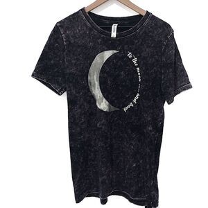 To The Moon And Back graphic tee acid wash detail gray shirt large size